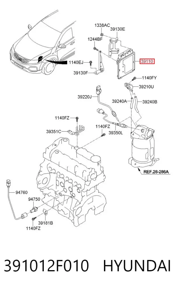 Блок управления двигателем 391012F010 Hyundai/Kia