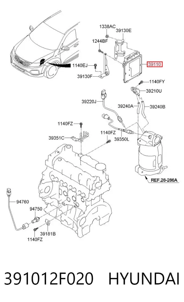 Блок управления двигателем 391012F020 Hyundai/Kia