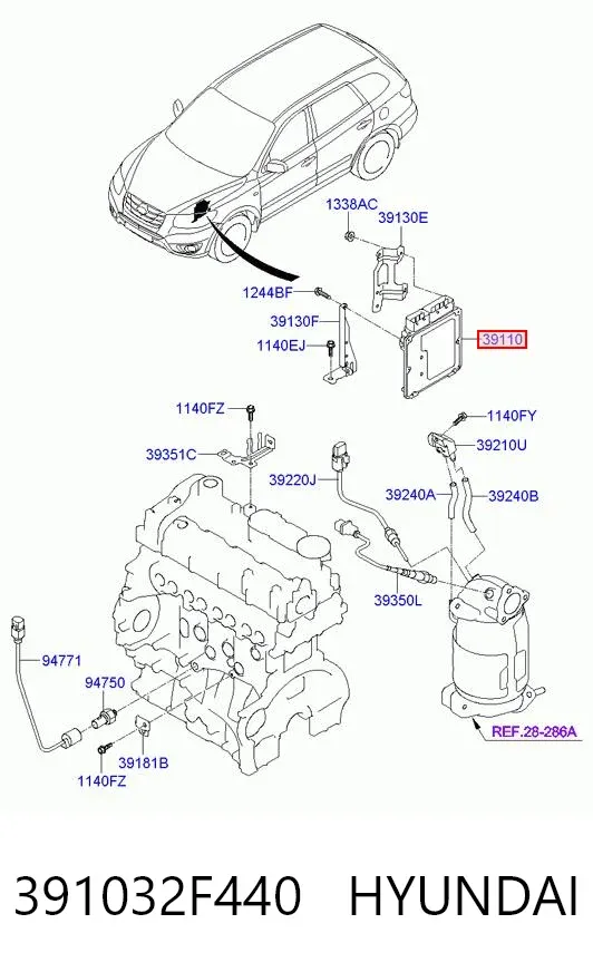 Блок управления двигателем 391032F440 Hyundai/Kia
