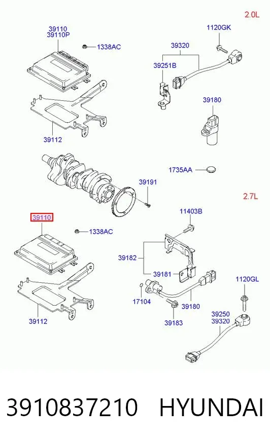 Блок управления двигателем 3910837210 Hyundai/Kia