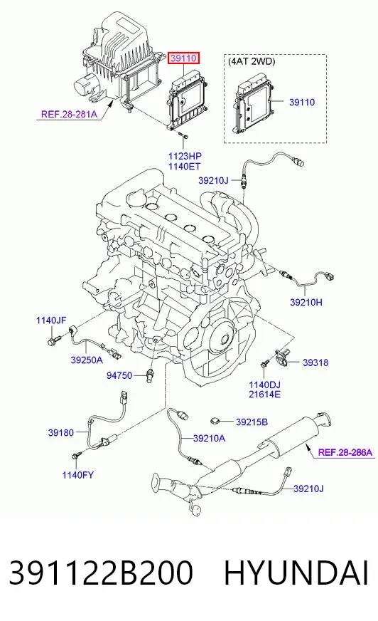 Блок управления двигателем 391122B200 Hyundai/Kia