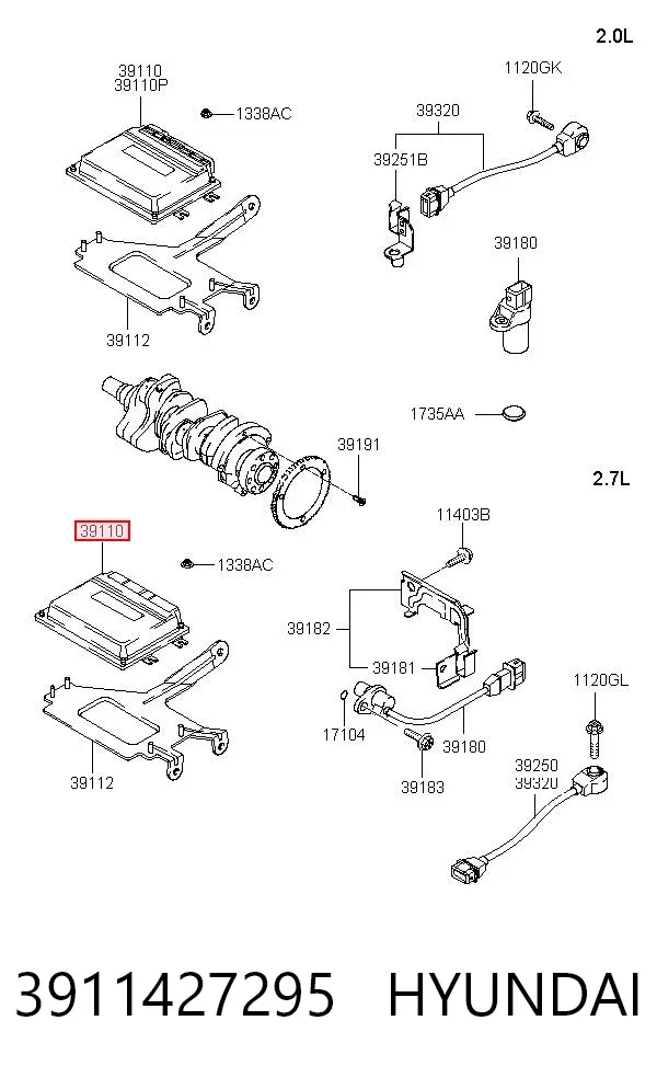 Блок управления двигателем 3911427295 Hyundai/Kia