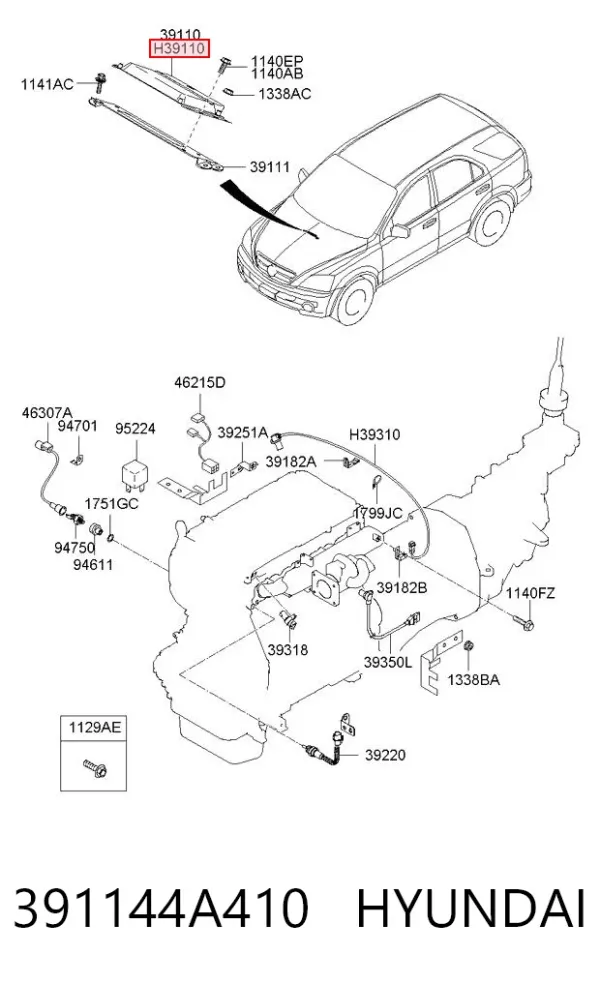 Блок управления двигателем 391144A410 Hyundai/Kia