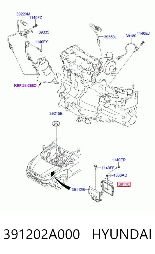 Блок управления двигателем 391202A000 Hyundai/Kia