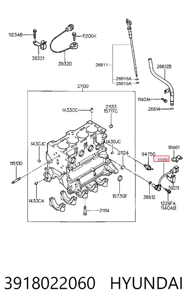 Датчик коленвала 3918022060 Hyundai/Kia