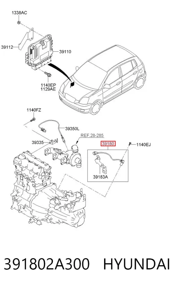 Датчик коленвала 391802A300 Hyundai/Kia
