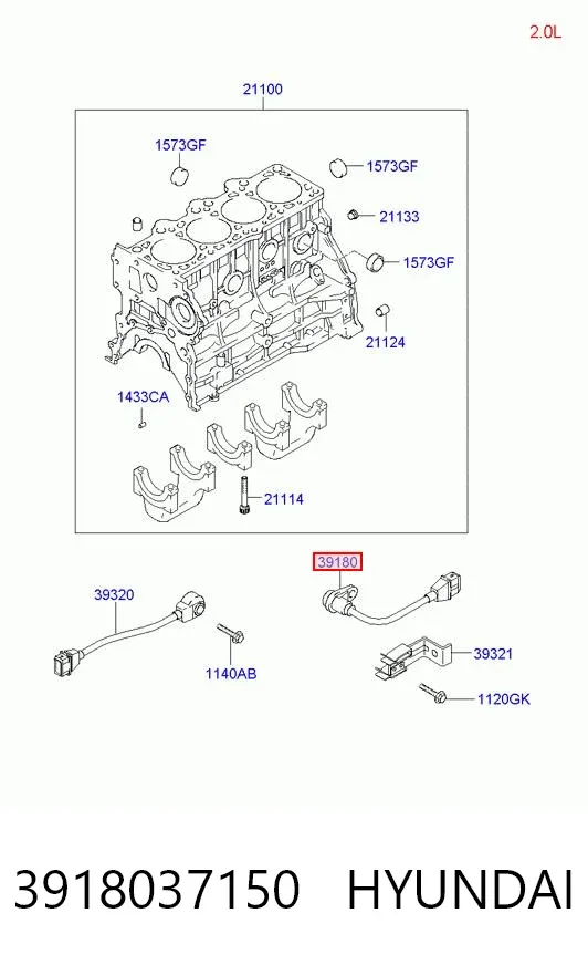 Датчик коленвала 3918037150 Hyundai/Kia