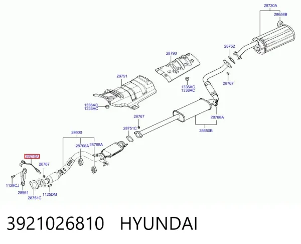 Датчик кислорода после катализатора 3921026810 Hyundai/Kia