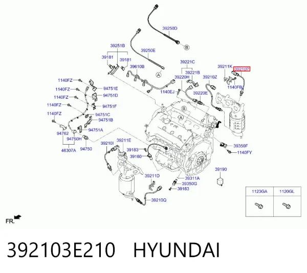 Лямбда-зонд, датчик кислорода до катализатора правый 392103E210 Hyundai/Kia