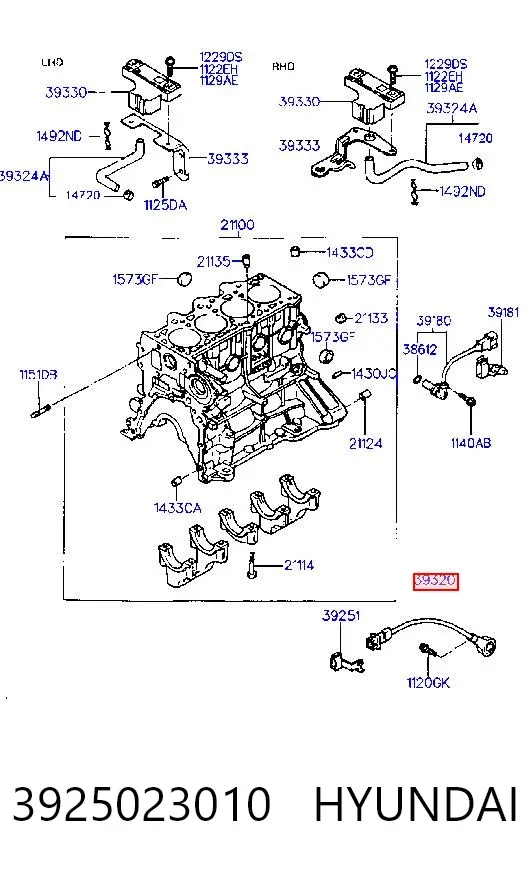 Датчик детонации 3925023010 Hyundai/Kia