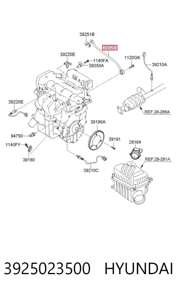 Датчик детонации 3925023500 Hyundai/Kia