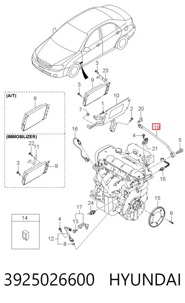 Датчик детонации 3925026600 Hyundai/Kia