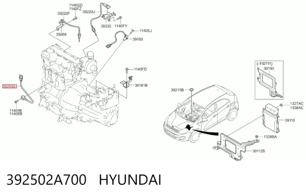 Датчик детонации 392502A700 Hyundai/Kia