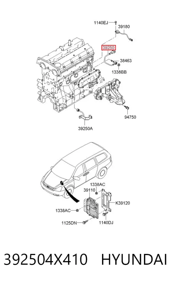 Датчик детонации 392504X410 Hyundai/Kia