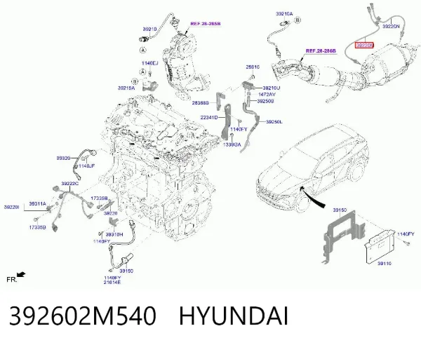 Датчик температуры отработавших газов (ОГ), сажевого фильтра 392602M540 Hyundai/Kia