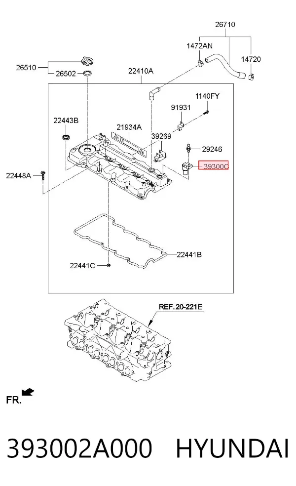 Датчик распредвала 393002A000 Hyundai/Kia