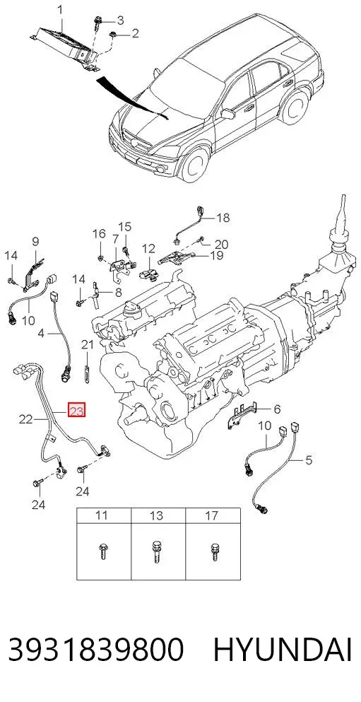 Датчик распредвала 3931839800 Hyundai/Kia