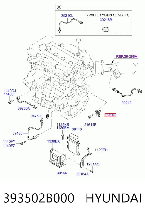 Датчик распредвала 393502B000 Hyundai/Kia