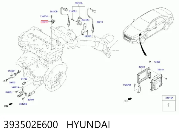 Датчик распредвала 393502E600 Hyundai/Kia