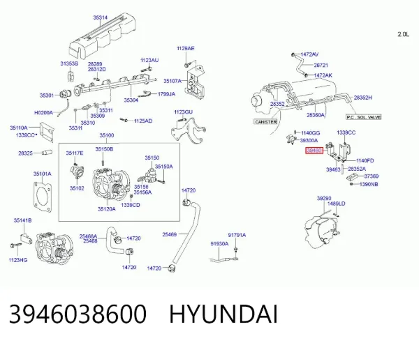 Клапан преобразователь давления наддува (соленоид) 3946038600 Hyundai/Kia