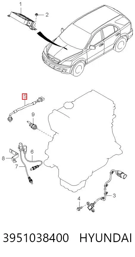 Датчик детонации 3951038400 Hyundai/Kia