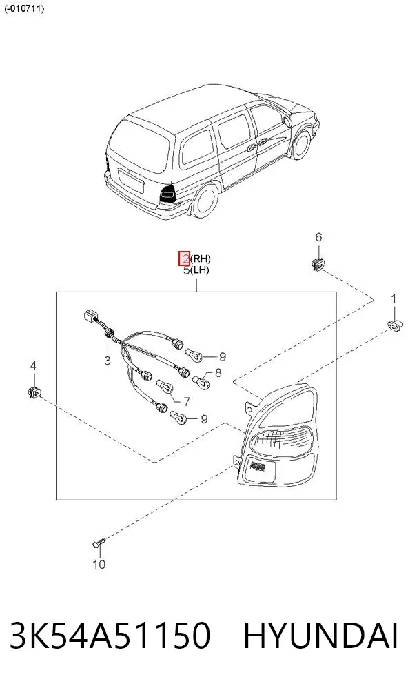 Задний фонарь 3K54A51150 Hyundai/Kia