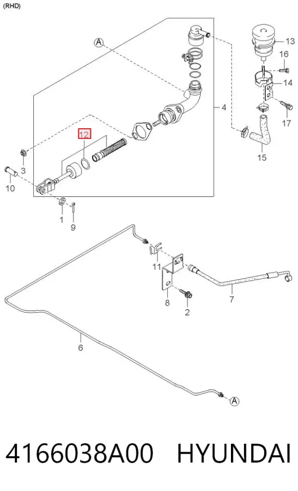 Главный цилиндр сцепления 4166038A00 Hyundai/Kia