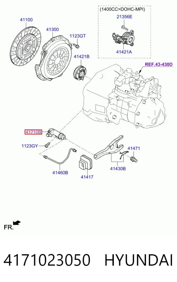 Рабочий цилиндр сцепления 4171023050 Hyundai/Kia