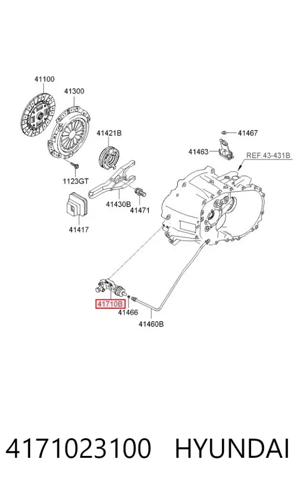 Рабочий цилиндр сцепления 4171023100 Hyundai/Kia