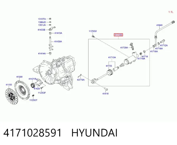 Рабочий цилиндр сцепления 4171028591 Hyundai/Kia