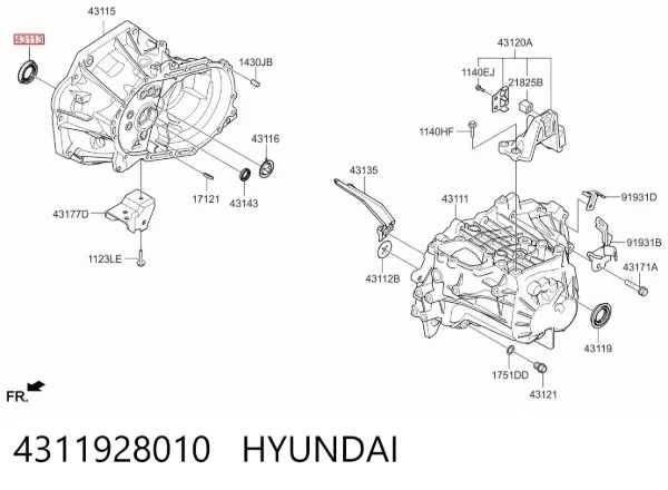 Правый сальник полуоси 4311928010 Hyundai/Kia