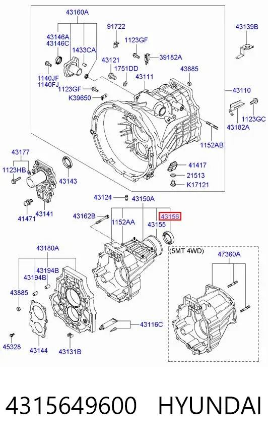 Сальник АКПП/КПП (выходного/вторичного вала) 4315649600 Hyundai/Kia