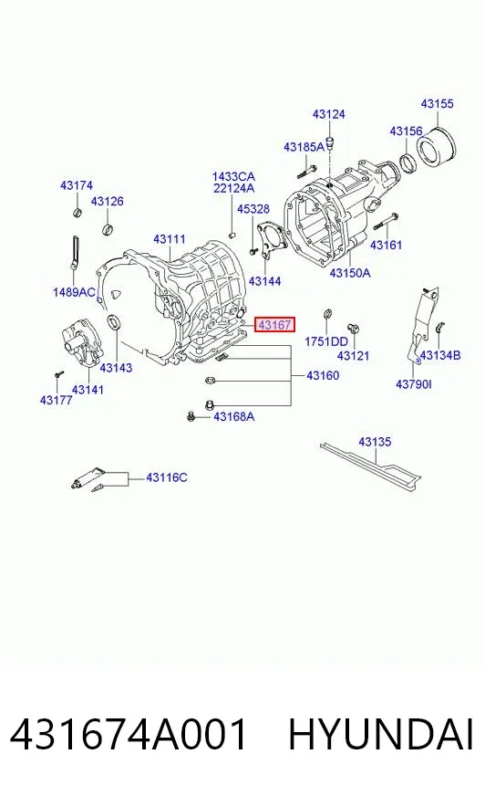 Прокладка поддона АКПП/МКПП 431674A001 Hyundai/Kia