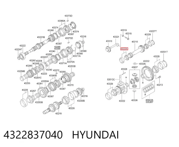 Подшипник промежуточного вала КПП 4322837040 Hyundai/Kia