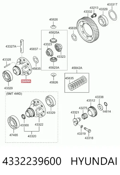 Корпус дифференциала переднего моста, сателитов HYUNDAI 4332239600