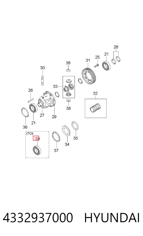 Подшипник дифференциала переднего моста 4332937000 Hyundai/Kia