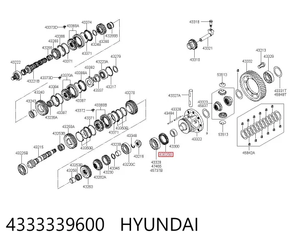 Шестерня спидометра ведомая 4333339600 Hyundai/Kia