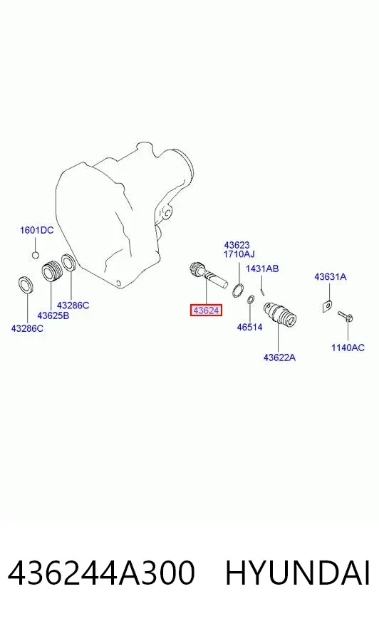 Шестерня спидометра ведомая 436244A300 Hyundai/Kia