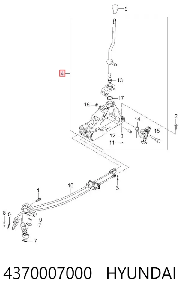 Кулиса переключения передач 4370007000 Hyundai/Kia