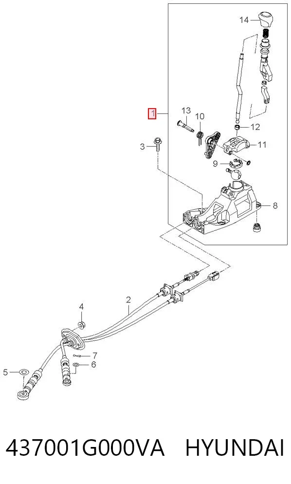 Кулиса переключения передач 437001G000VA Hyundai/Kia