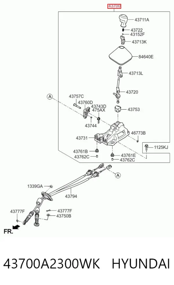 Кулиса переключения передач 43700A2300WK Hyundai/Kia