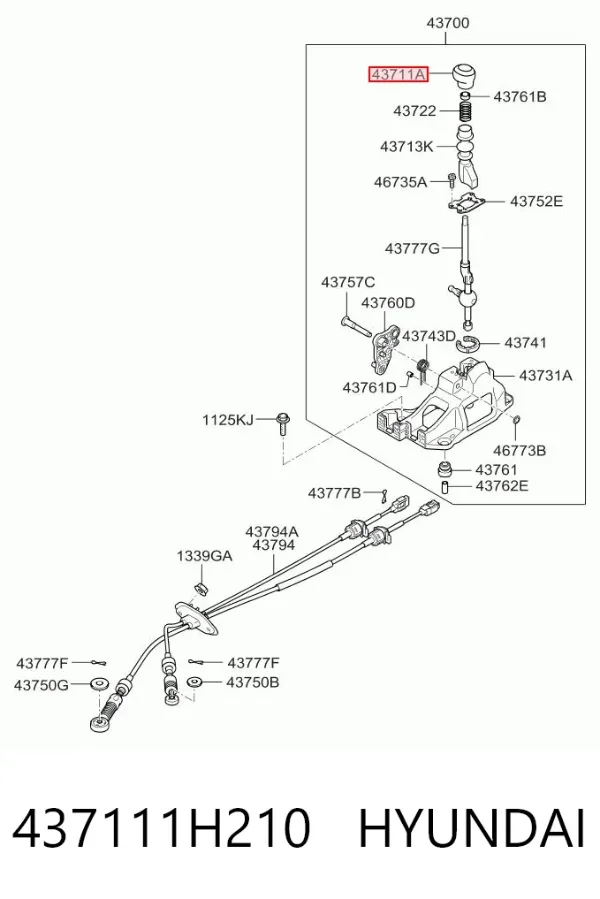 Ручка КПП 437111H210 Hyundai/Kia