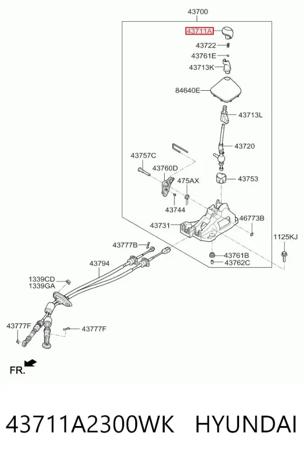 Ручка КПП 43711A2300WK Hyundai/Kia