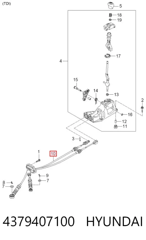 Трос КПП 4379407100 Hyundai/Kia