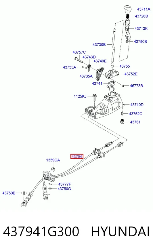 Трос КПП 437941G300 Hyundai/Kia