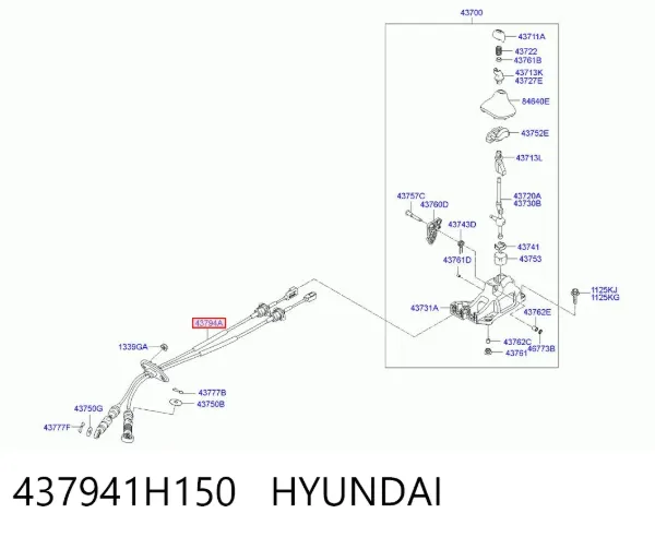 Трос переключения передач 437941H150 Hyundai/Kia