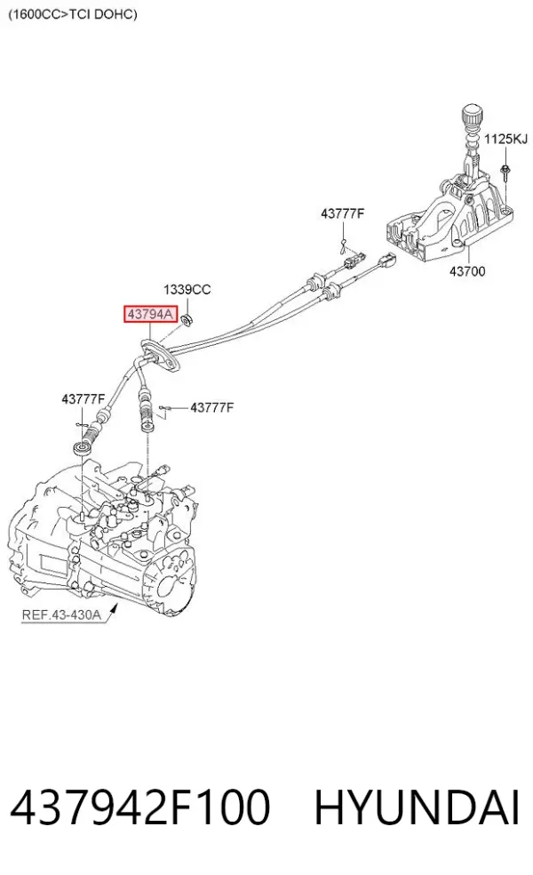 Трос КПП 437942F100 Hyundai/Kia