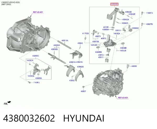 Механизм выбора (переключения) передач 4380032602 Hyundai/Kia