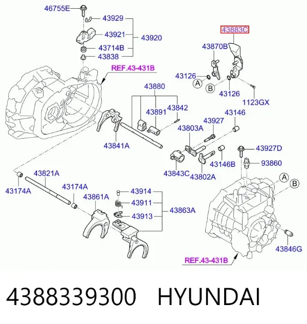 Ручка КПП 4388339300 Hyundai/Kia