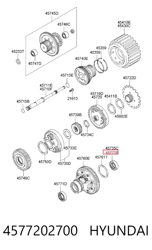Левый сальник полуоси 4577202700 Hyundai/Kia